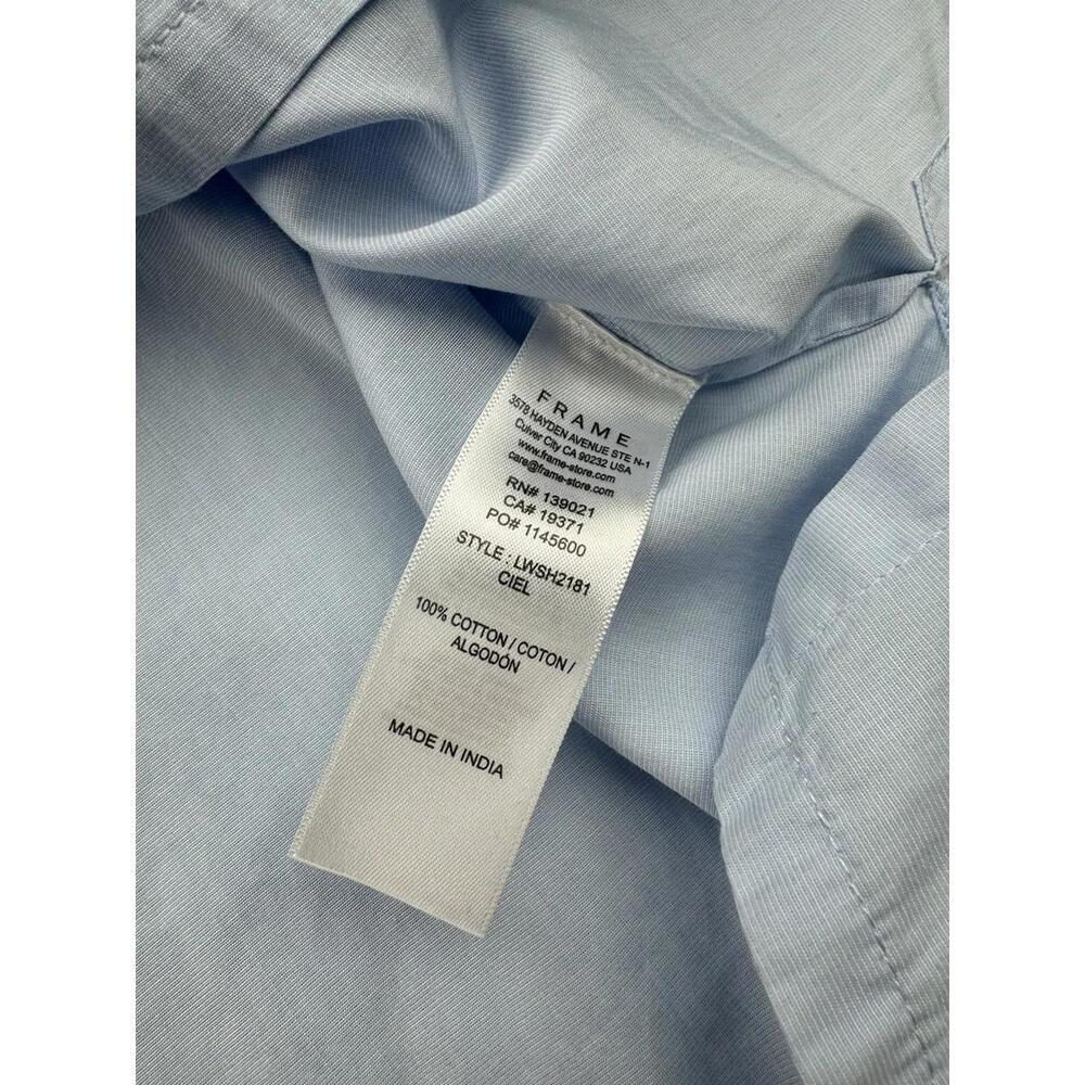 FRAME Lindsay Cotton Poplin Cap Sleeve Sleeveless Top Light Blue Size S - Picture 5 of 6